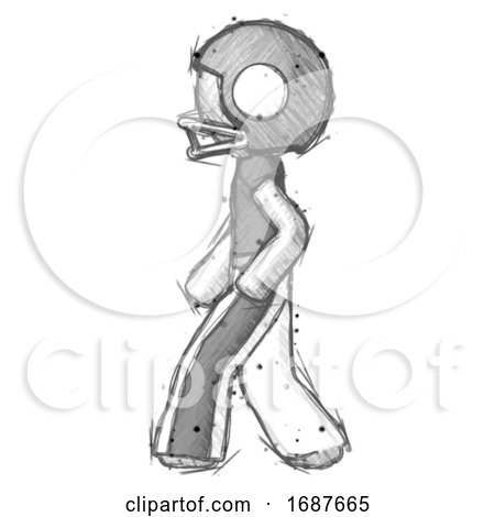 Sketch Football Player Man Walking Left Side View by Leo Blanchette