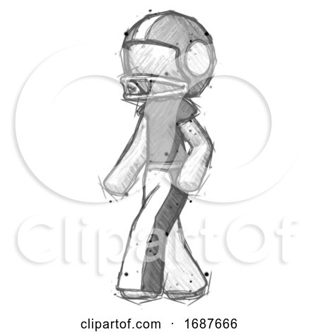Sketch Football Player Man Man Walking Turned Left Front View by Leo Blanchette