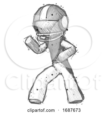 Sketch Football Player Man Martial Arts Defense Pose Left by Leo Blanchette