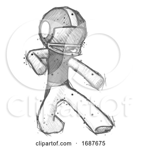 Sketch Football Player Man Karate Defense Pose Right by Leo Blanchette