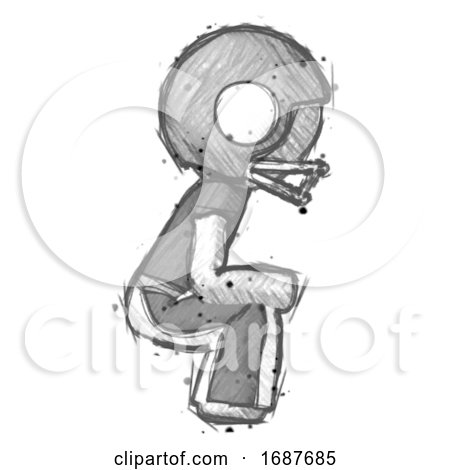 Sketch Football Player Man Squatting Facing Right by Leo Blanchette