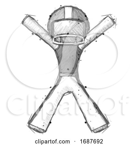 Sketch Football Player Man Jumping or Flailing by Leo Blanchette