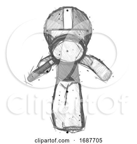Sketch Football Player Man Looking down Through Magnifying Glass by Leo Blanchette