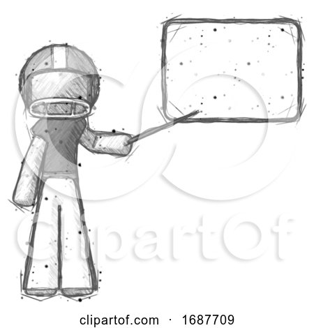 Sketch Football Player Man Giving Presentation in Front of Dry-erase Board by Leo Blanchette