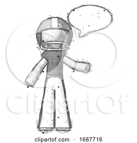 Sketch Football Player Man with Word Bubble Talking Chat Icon by Leo Blanchette