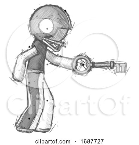 Sketch Football Player Man with Big Key of Gold Opening Something by Leo Blanchette