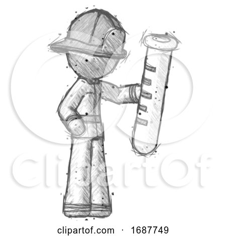Sketch Firefighter Fireman Man with Empty Bowl and Spoon Ready to Make  Something Posters, Art Prints by - Interior Wall Decor #1687989
