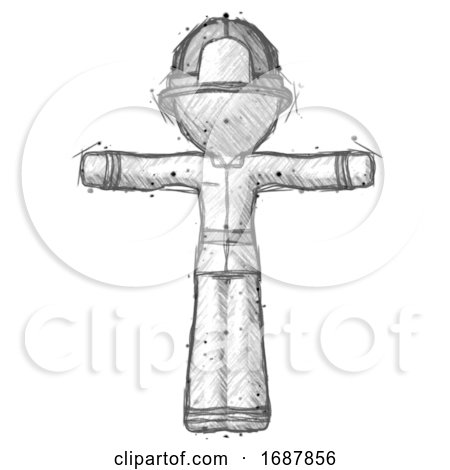 Sketch Firefighter Fireman Man T-Pose Arms up Standing by Leo Blanchette