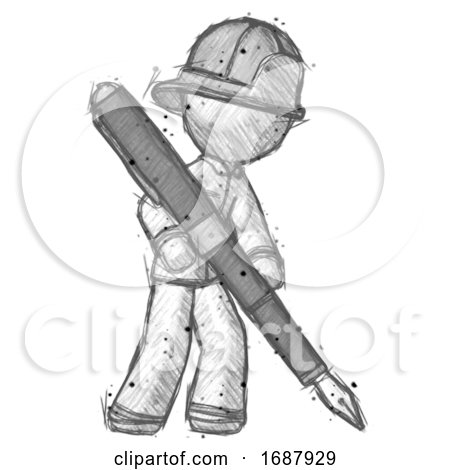A drawing of firefighter Royalty Free Vector Image