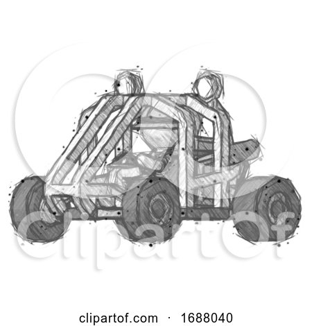 Sketch Explorer Ranger Man Riding Sports Buggy Side Angle View by Leo Blanchette
