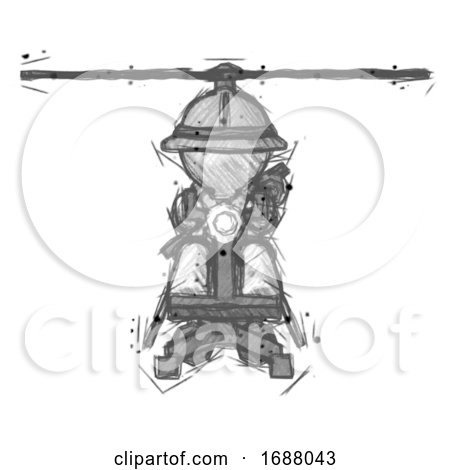 Sketch Explorer Ranger Man Flying in Gyrocopter Front View by Leo Blanchette