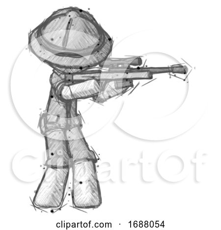 Sketch Explorer Ranger Man Shooting Sniper Rifle by Leo Blanchette