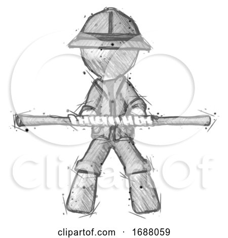 Sketch Explorer Ranger Man Bo Staff Kung Fu Defense Pose by Leo Blanchette