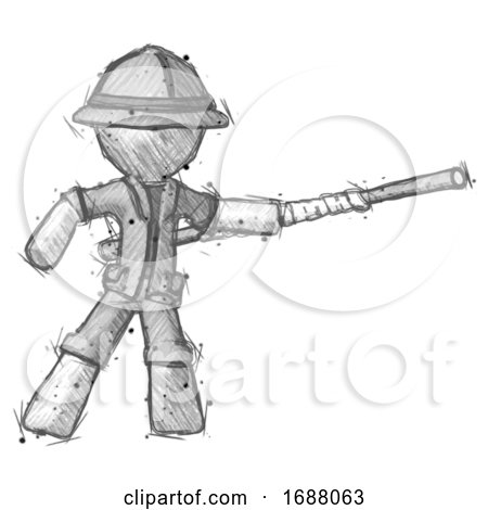 Sketch Explorer Ranger Man Bo Staff Pointing Right Kung Fu Pose by Leo Blanchette