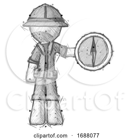 Sketch Explorer Ranger Man Holding a Large Compass by Leo Blanchette