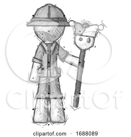 Sketch Explorer Ranger Man Holding Jester Staff by Leo Blanchette
