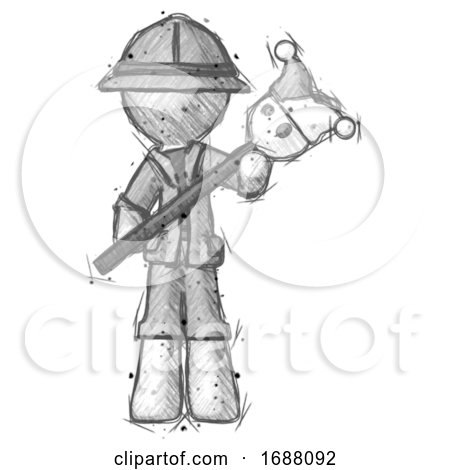 Sketch Explorer Ranger Man Holding Jester Diagonally by Leo Blanchette