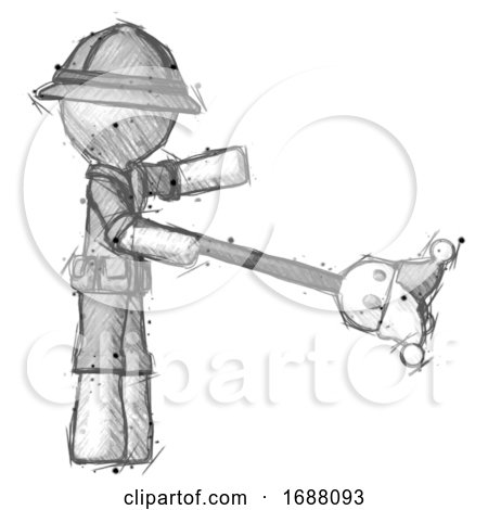 Sketch Explorer Ranger Man Holding Jesterstaff - I Dub Thee Foolish Concept by Leo Blanchette