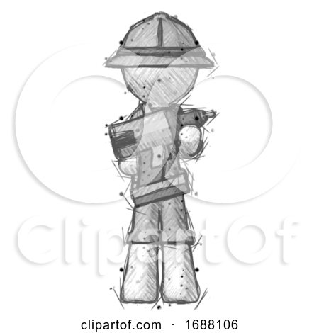 Sketch Explorer Ranger Man Holding Large Drill by Leo Blanchette