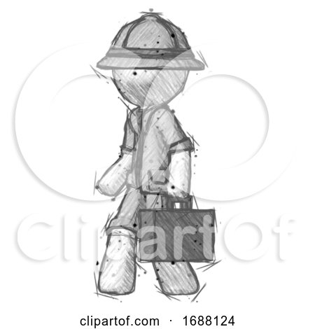 Sketch Explorer Ranger Man Walking with Briefcase to the Left by Leo Blanchette