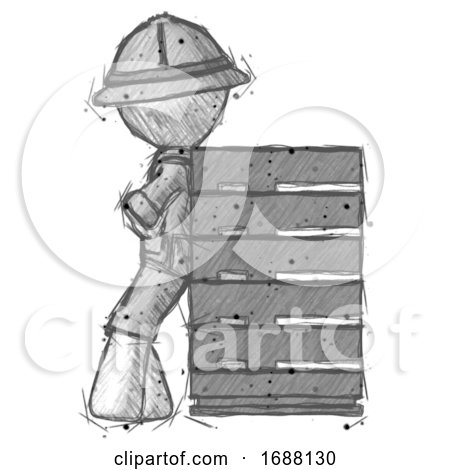 Sketch Explorer Ranger Man Resting Against Server Rack by Leo Blanchette