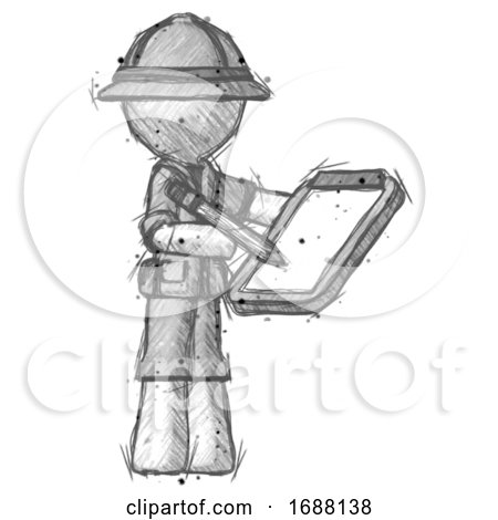 Sketch Explorer Ranger Man Using Clipboard and Pencil by Leo Blanchette