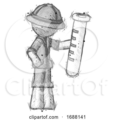 Sketch Explorer Ranger Man Holding Large Test Tube by Leo Blanchette