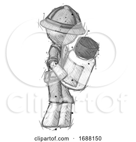 Sketch Explorer Ranger Man Holding Glass Medicine Bottle by Leo Blanchette