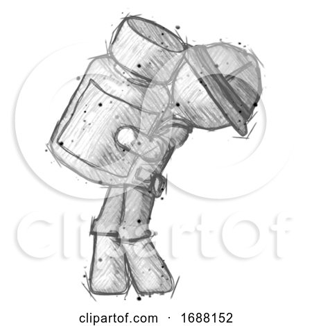 Sketch Explorer Ranger Man Holding Large White Medicine Bottle by Leo Blanchette