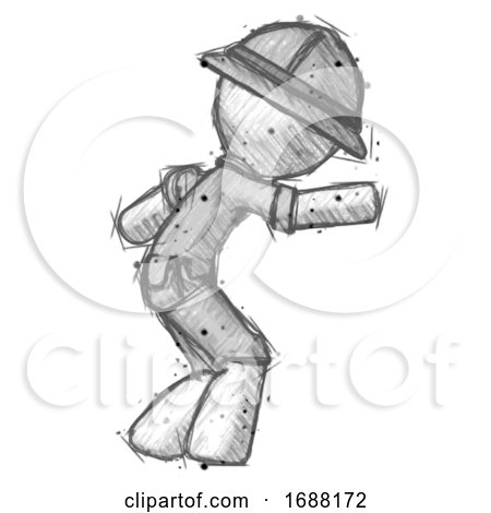 Sketch Explorer Ranger Man Sneaking While Reaching for Something by Leo Blanchette