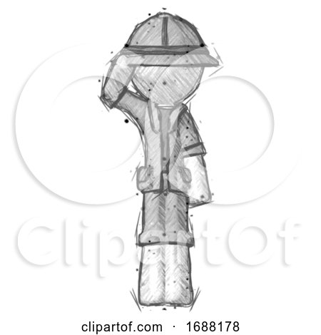 Sketch Explorer Ranger Man Soldier Salute Pose by Leo Blanchette