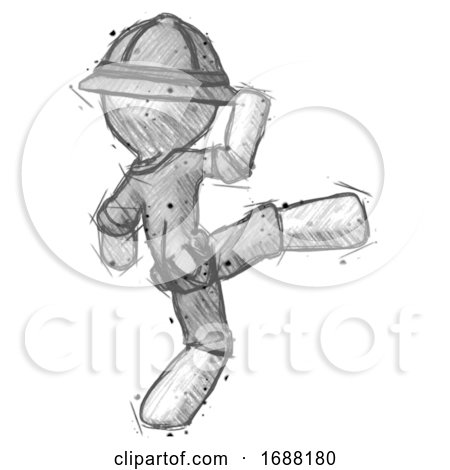 Sketch Explorer Ranger Man Kick Pose by Leo Blanchette