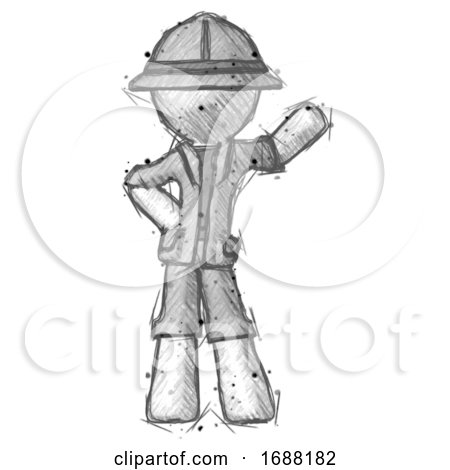 Sketch Explorer Ranger Man Waving Left Arm with Hand on Hip by Leo Blanchette