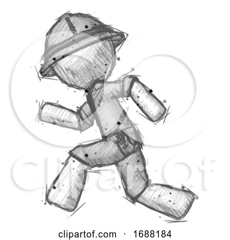 Sketch Explorer Ranger Man Running Fast Left by Leo Blanchette