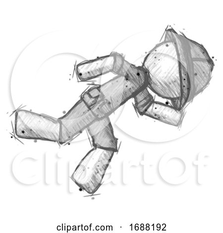 Sketch Explorer Ranger Man Running While Falling down by Leo Blanchette