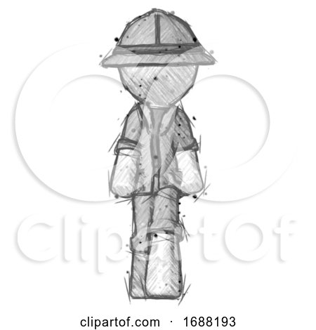 Sketch Explorer Ranger Man Walking Front View by Leo Blanchette