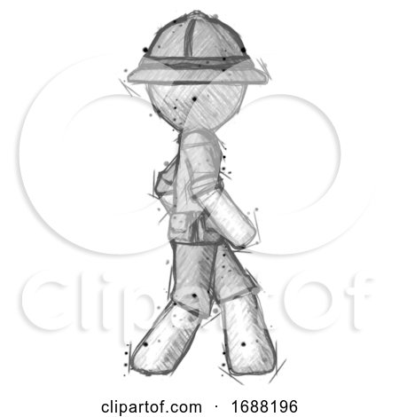 Sketch Explorer Ranger Man Walking Right Side View by Leo Blanchette