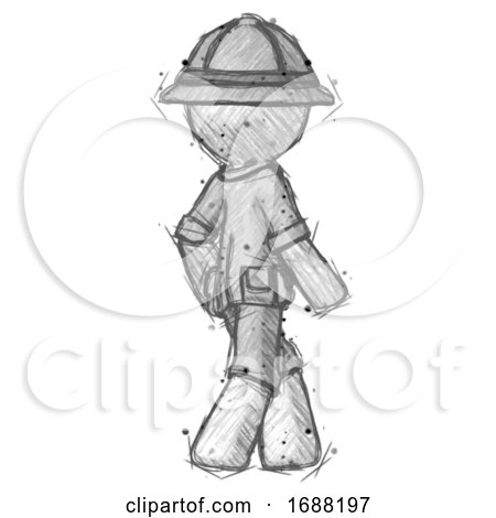 Sketch Explorer Ranger Man Walking Away Direction Right View by Leo Blanchette