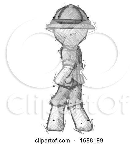 Sketch Explorer Ranger Man Walking Away Direction Left View by Leo Blanchette