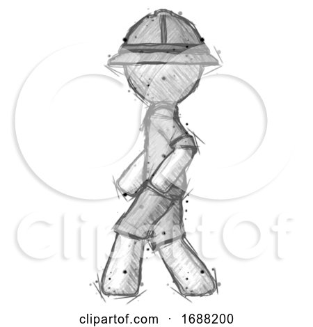 Sketch Explorer Ranger Man Walking Left Side View by Leo Blanchette