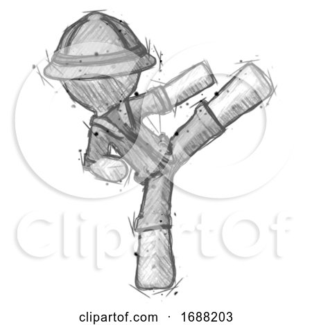 Sketch Explorer Ranger Man Ninja Kick Right by Leo Blanchette