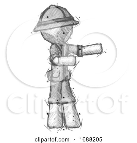 Sketch Explorer Ranger Man Presenting Something to His Left by Leo Blanchette