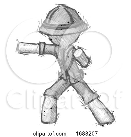 Sketch Explorer Ranger Man Martial Arts Punch Left by Leo Blanchette