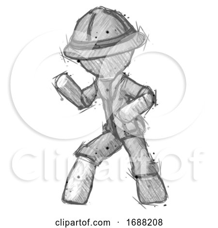 Sketch Explorer Ranger Man Martial Arts Defense Pose Left by Leo Blanchette