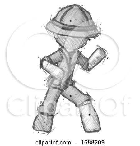 Sketch Explorer Ranger Man Martial Arts Defense Pose Right by Leo Blanchette