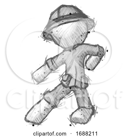 Sketch Explorer Ranger Man Karate Defense Pose Left by Leo Blanchette