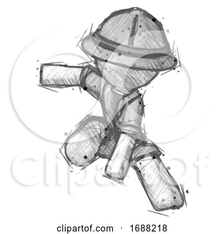 Sketch Explorer Ranger Man Action Hero Jump Pose by Leo Blanchette