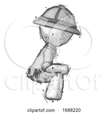 Sketch Explorer Ranger Man Squatting Facing Right by Leo Blanchette