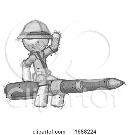 Sketch Explorer Ranger Man Riding a Pen like a Giant Rocket by Leo Blanchette