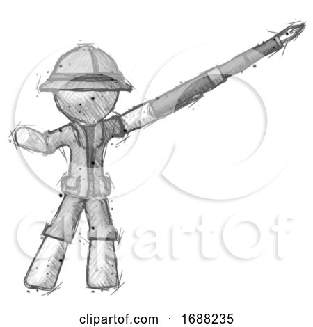 Sketch Explorer Ranger Man Pen Is Mightier Than the Sword Calligraphy Pose by Leo Blanchette